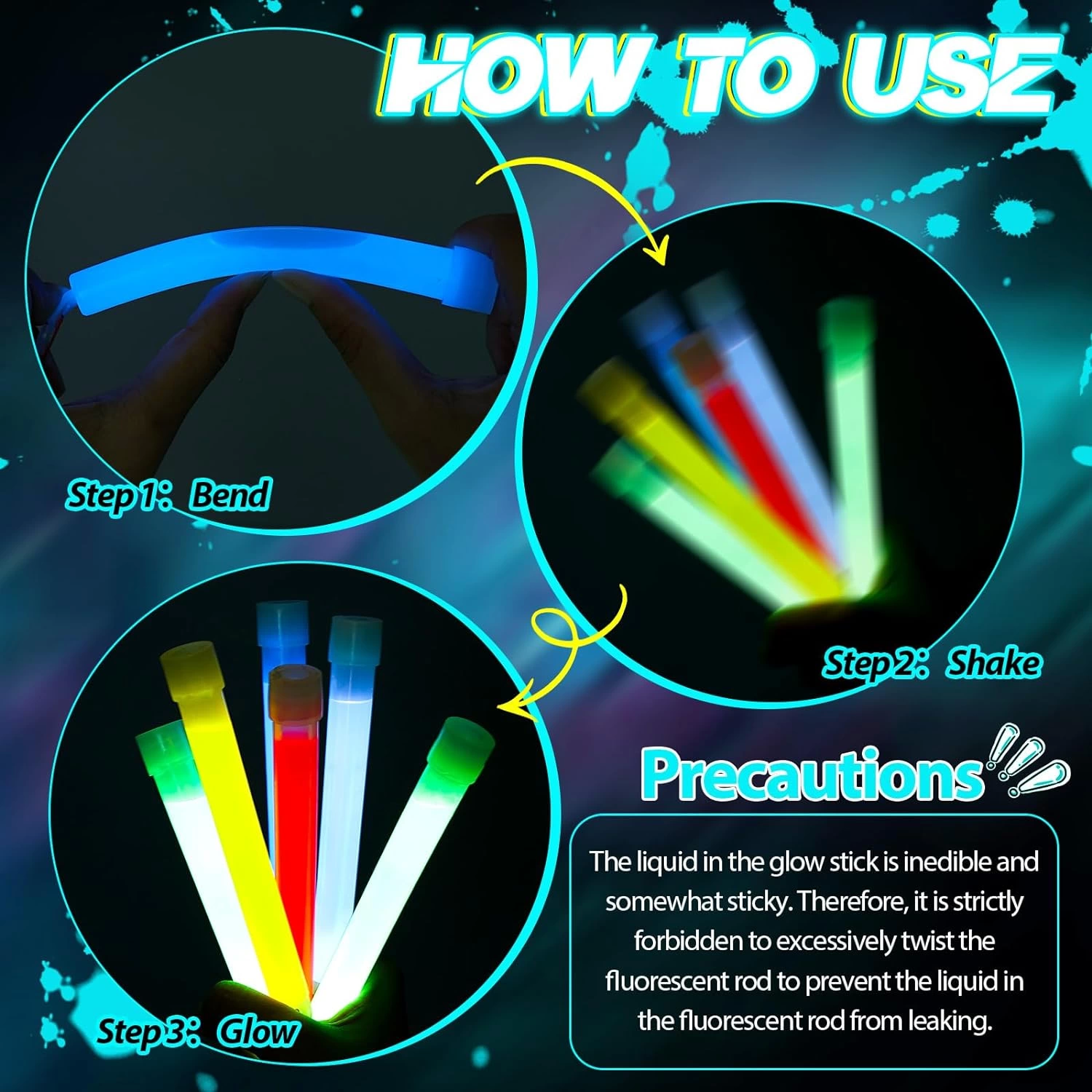 Karanlıkta Yanan Asılabilir İp Aparatlı Glow Stick Kolye Glow Stick Lamba 6 Adet 6 Renk 15 Cm - Lisinya