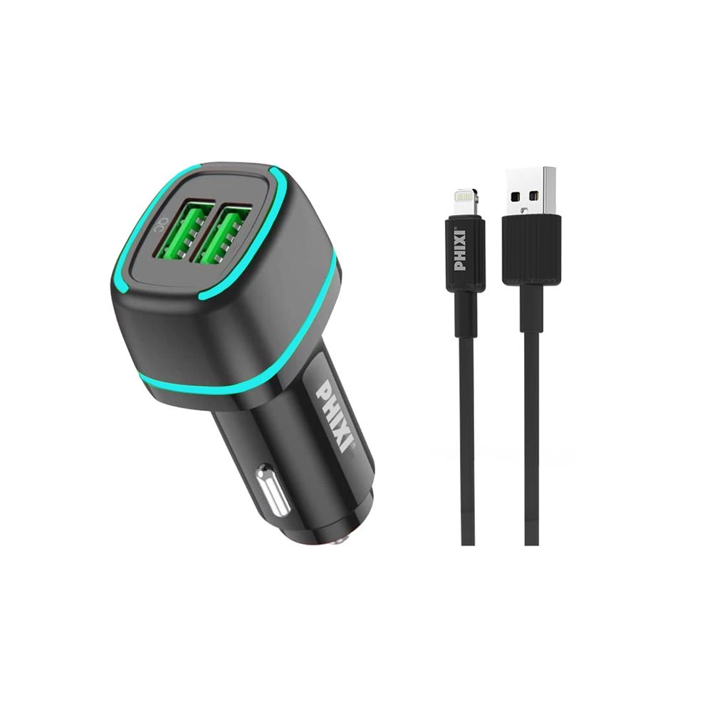 Force Qcc571l Çift Çıkışlı Fast Lightning Usb Kablolu Araç Şarj Cihazı - Lisinya