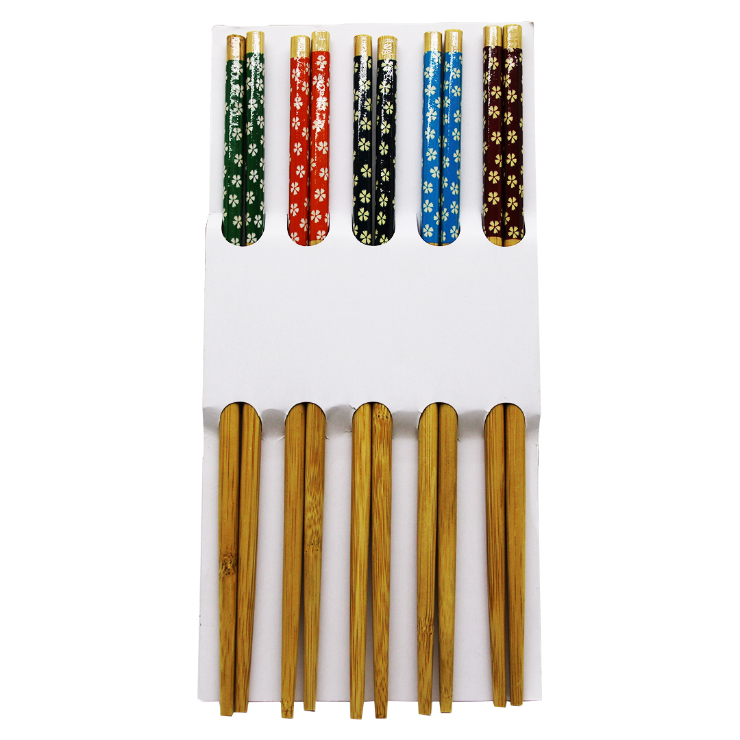 BAMBOO CHOPSTİCKS DESENLİ BAMBU 10 PARÇA  STICK ÇİN ÇUBUK SUŞİ KAŞIK (4767) - Lisinya