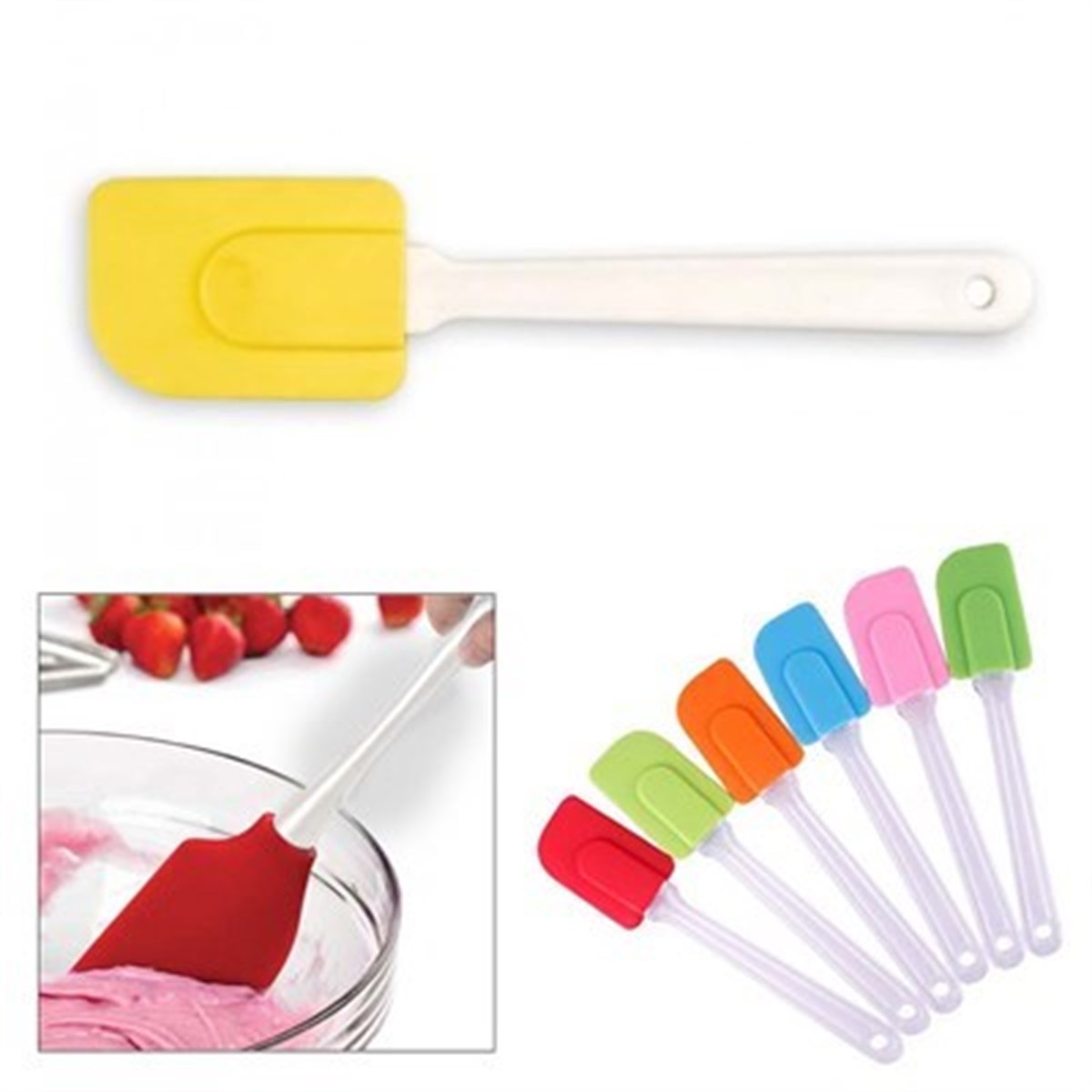 Dekoratif Renkli Silikon Spatula Pratik Sevimli Spatula Kaşık (4767) - Lisinya