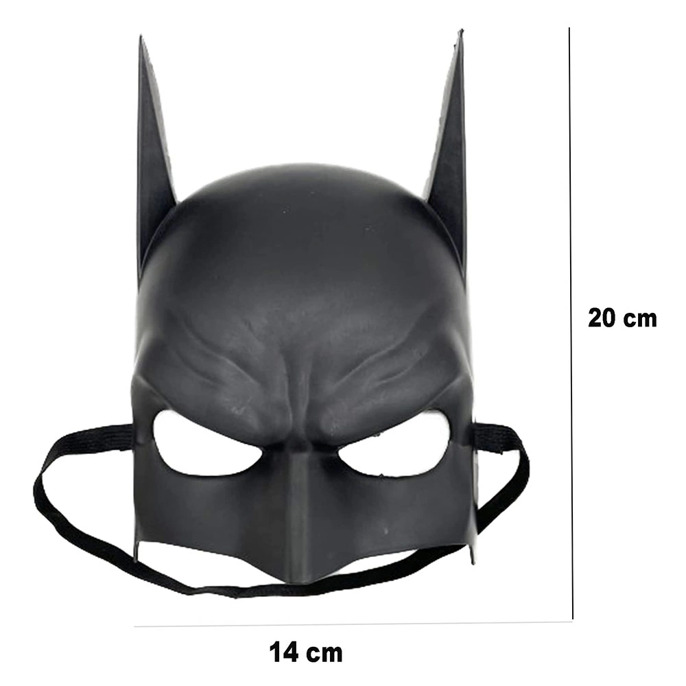 Siyah Renk Çocuk Boy Arkadan Lastikli Batman Maskesi A Kalite  20x14 Cm - Lisinya