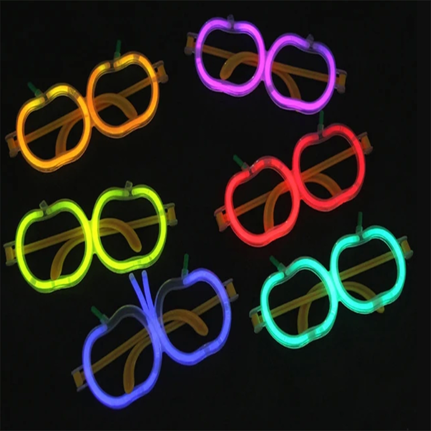 Glow Stick Elma Gözlük - Glow Partisi Gözlüğü - Glow Stick Gözlük 12 Adet - Lisinya