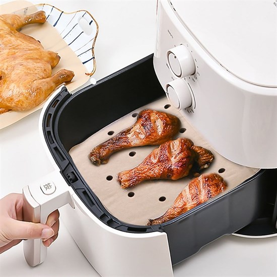 100 Adet Air Fryer Pişirme Kağıdı Tek Kullanımlık Hava Fritöz Yapışmaz Yağlı Kağıt Delikli  Model (4767) - Lisinya