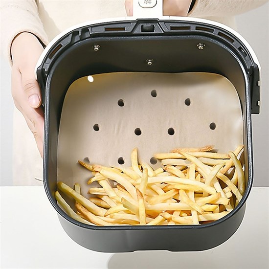 100 Adet Air Fryer Pişirme Kağıdı Tek Kullanımlık Hava Fritöz Yapışmaz Yağlı Kağıt Delikli  Model (4767) - Lisinya