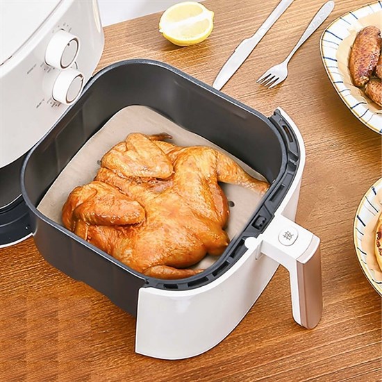 100 Adet Air Fryer Pişirme Kağıdı Tek Kullanımlık Hava Fritöz Yapışmaz Yağlı Kağıt Delikli  Model (4767) - Lisinya