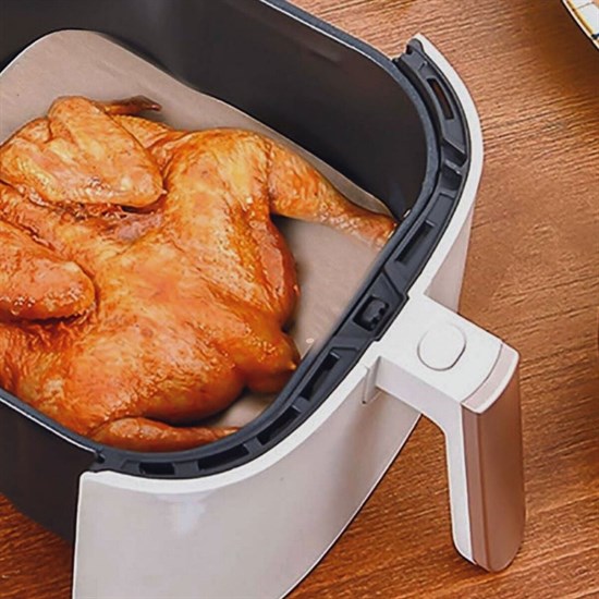 100 Adet Air Fryer Pişirme Kağıdı Tek Kullanımlık Yağ Su Geçirmez Yapışmaz Deliksiz Düz Kare Model (4767) - Lisinya