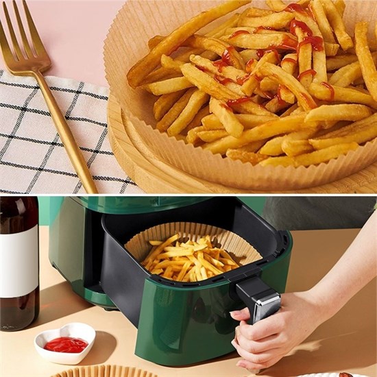 50 Adet Air Fryer Pişirme Kağıdı Tek Kullanımlık Hava Fritöz Yağ Geçirmez Yapışmaz Tabak Model (4767) - Lisinya