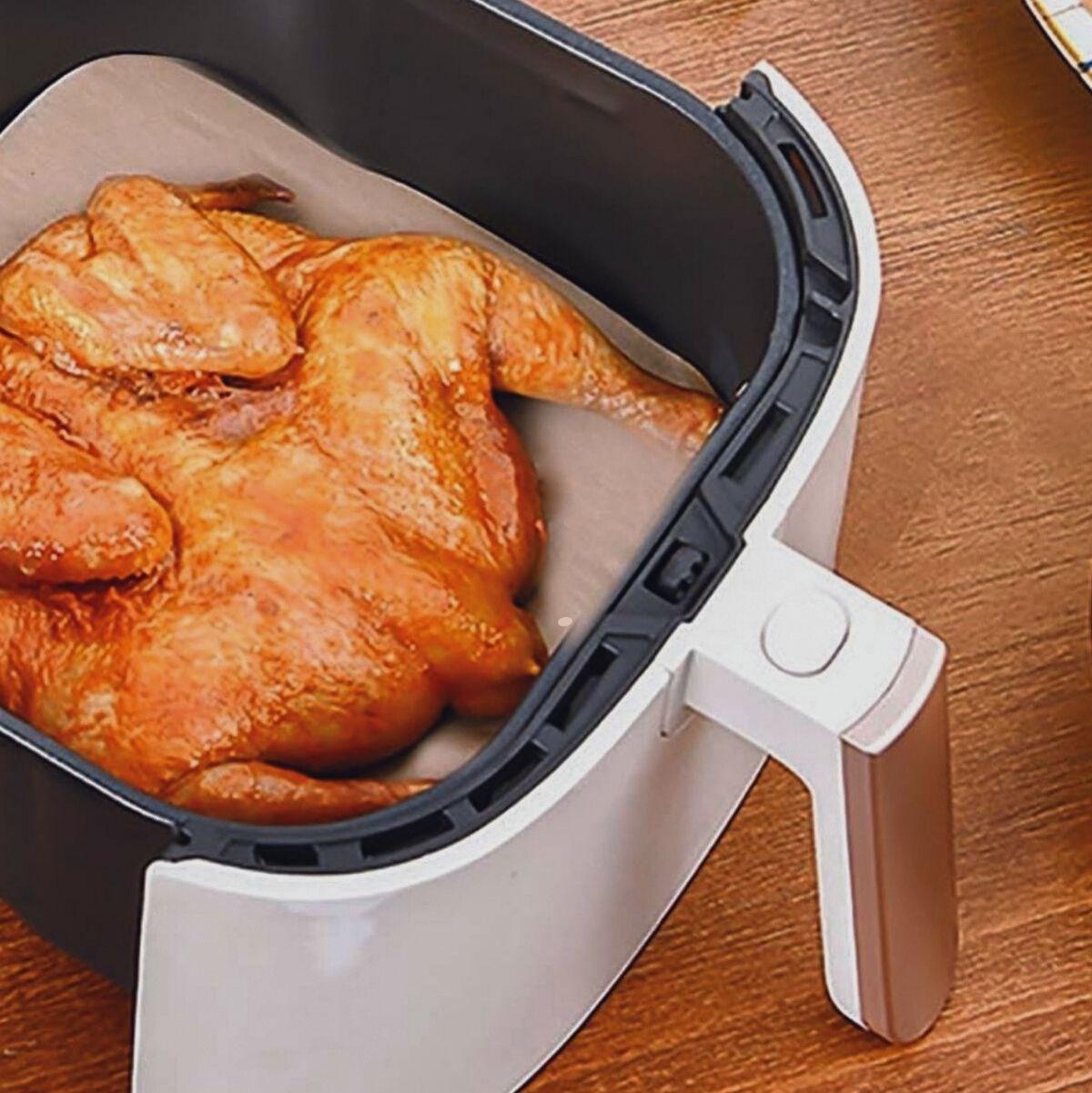 100 LÜ Deliksiz Düz Kare Air Fryer Pişirme Kağıdı Tek Kullanımlık Hava -Yağ Geçirmez Yapışmaz Kağıt (4767) - Lisinya