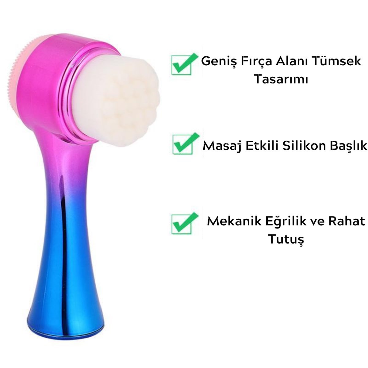 Çift İşlevli Renkli Cilt Yüz Temizleme Fırçası Peeling Masaj Etkili Gözenek Temizleyici Alet (4767) - Lisinya