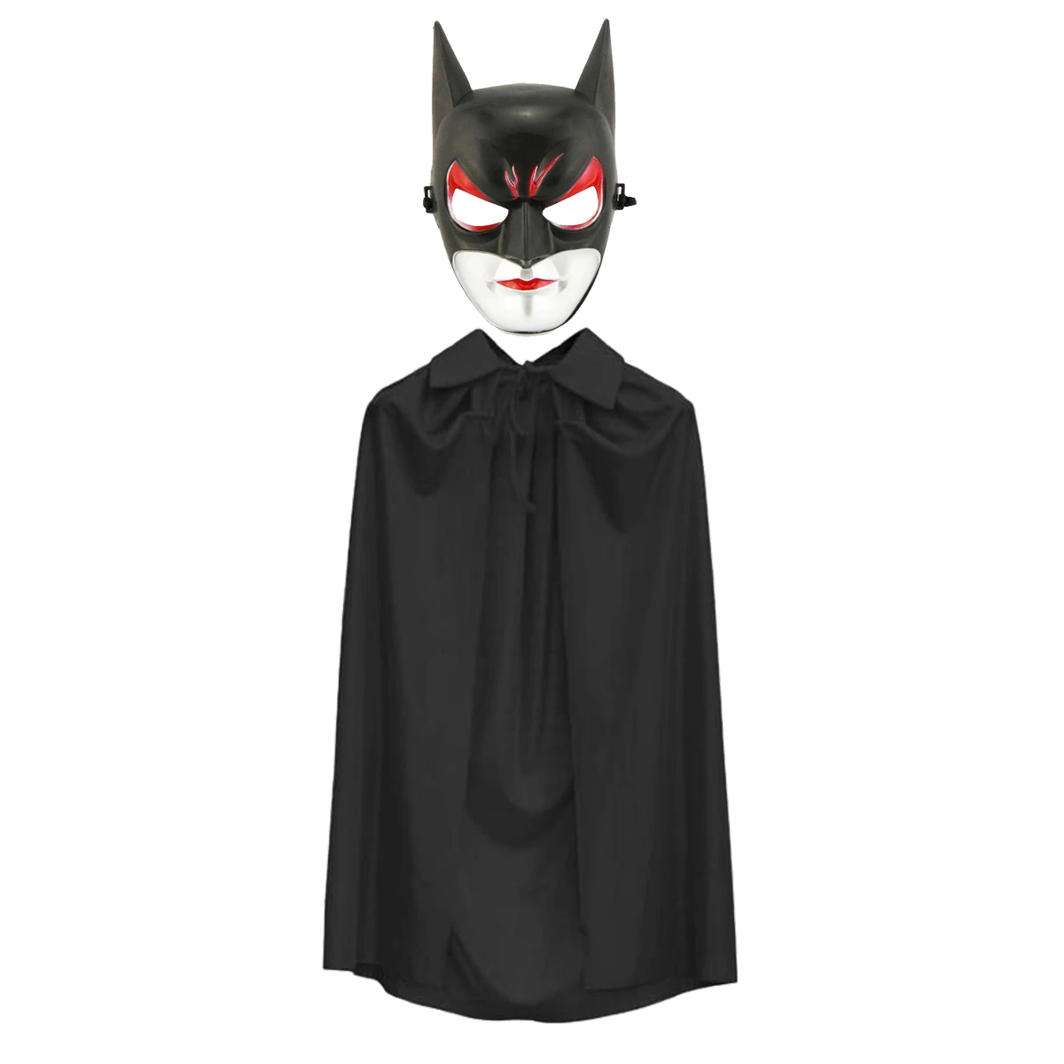 Batman Maskesi Cat Woman Ve Batman Pelerini 90 Cm Siyah Renk Set - Lisinya