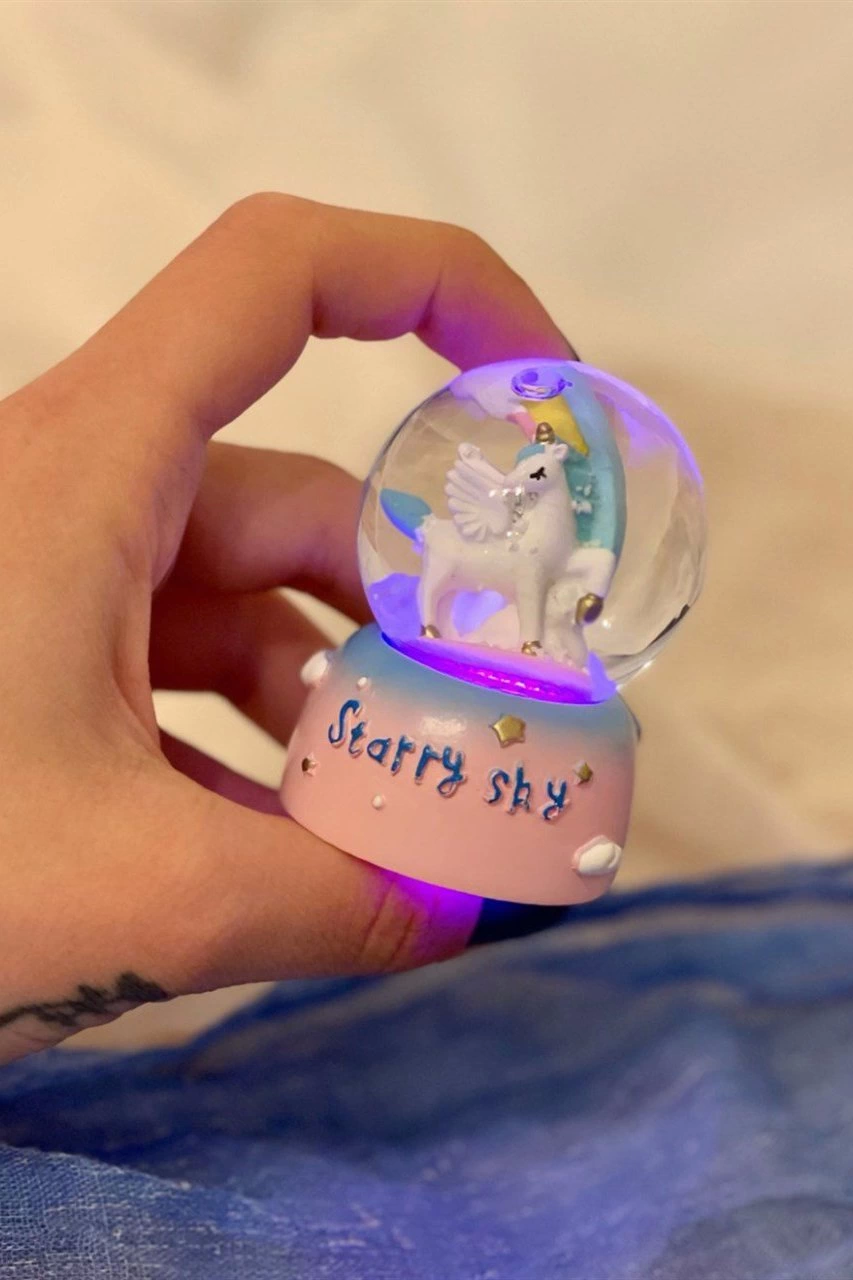 Unicorn Starry Sky Işıklı Mini Kar Küresi - Lisinya