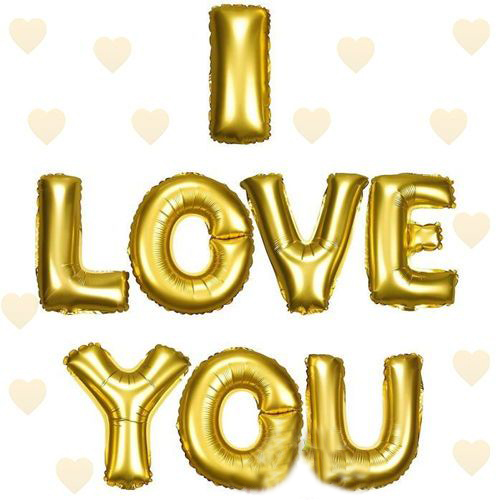 I Love You Folyo Balon Altın Renk 35 CM (4767) - Lisinya