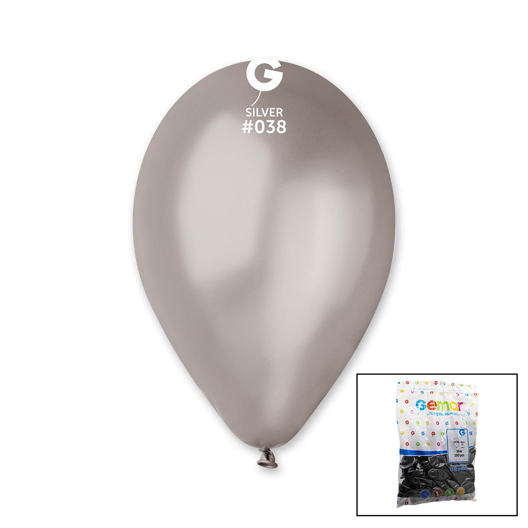 GM-110-38 METALİK - GÜMÜŞ BALON 11&apos;&apos; - 28CM - 100 PARÇA (4767) - Lisinya