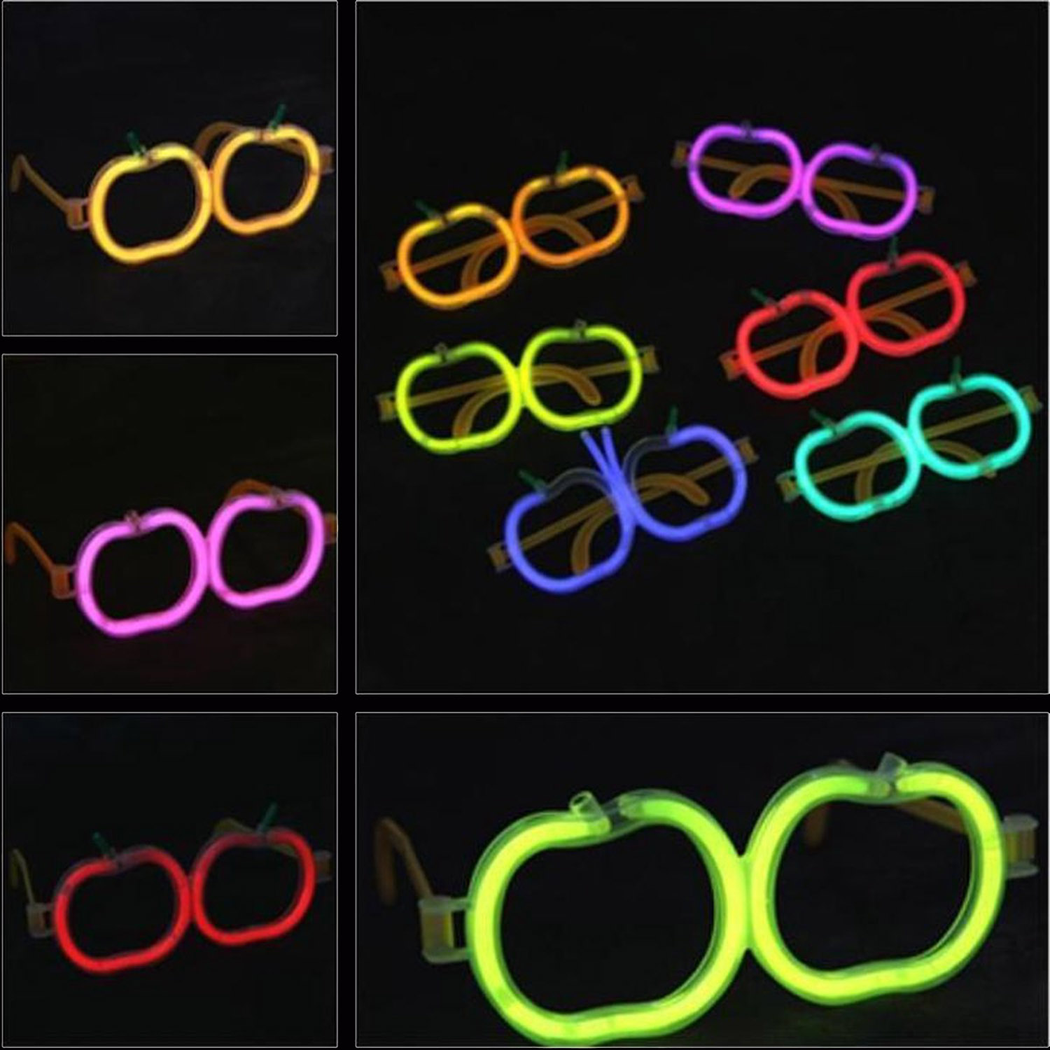 Glow Stick Elma Gözlük - Glow Partisi Gözlüğü - Glow Stick Gözlük 12 Adet (4767) - Lisinya