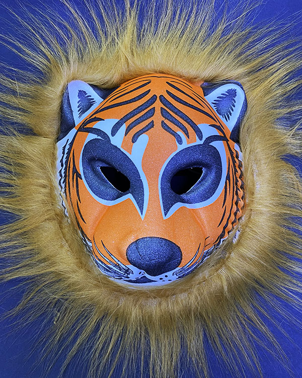 Kahverengi Peluş Saçlı Kırılmaz Yumuşak Tiger Maskesi 22x19 cm (4767) - Lisinya