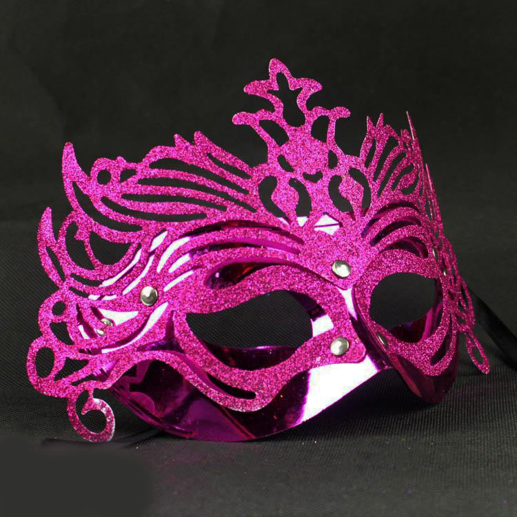 Metalik Fuşya Pembe Renk Masquerade Kelebek Simli Parti Maskesi 23x14 cm (4767) - Lisinya