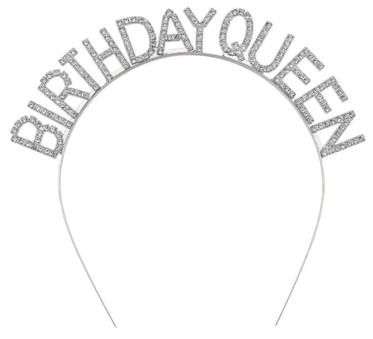 Gümüş Renk Kristal Taşlı Parlak Birthday Queen Yazılı Kraliçe Taç 16x17 cm (4767) - Lisinya