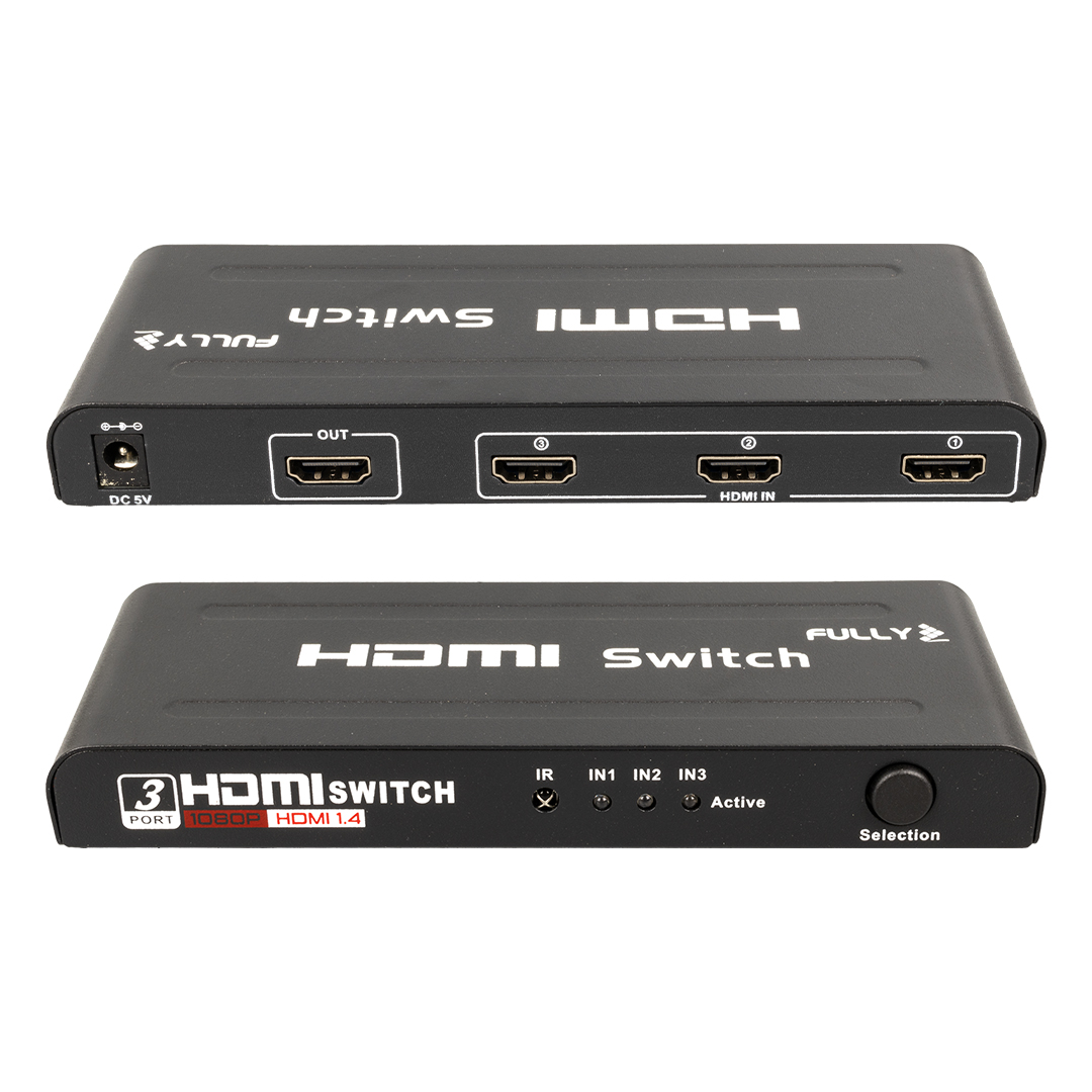 FULLY G-538H 3 GİRİŞ 1 ÇIKIŞ HDMI SWITCHER TOPLAYICI METAL KASA ADAPTÖRLÜ (4767) - Lisinya