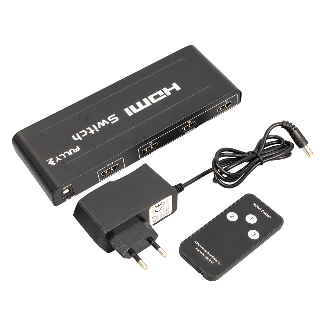 FULLY G-538H 3 GİRİŞ 1 ÇIKIŞ HDMI SWITCHER TOPLAYICI METAL KASA ADAPTÖRLÜ (4767) - Lisinya