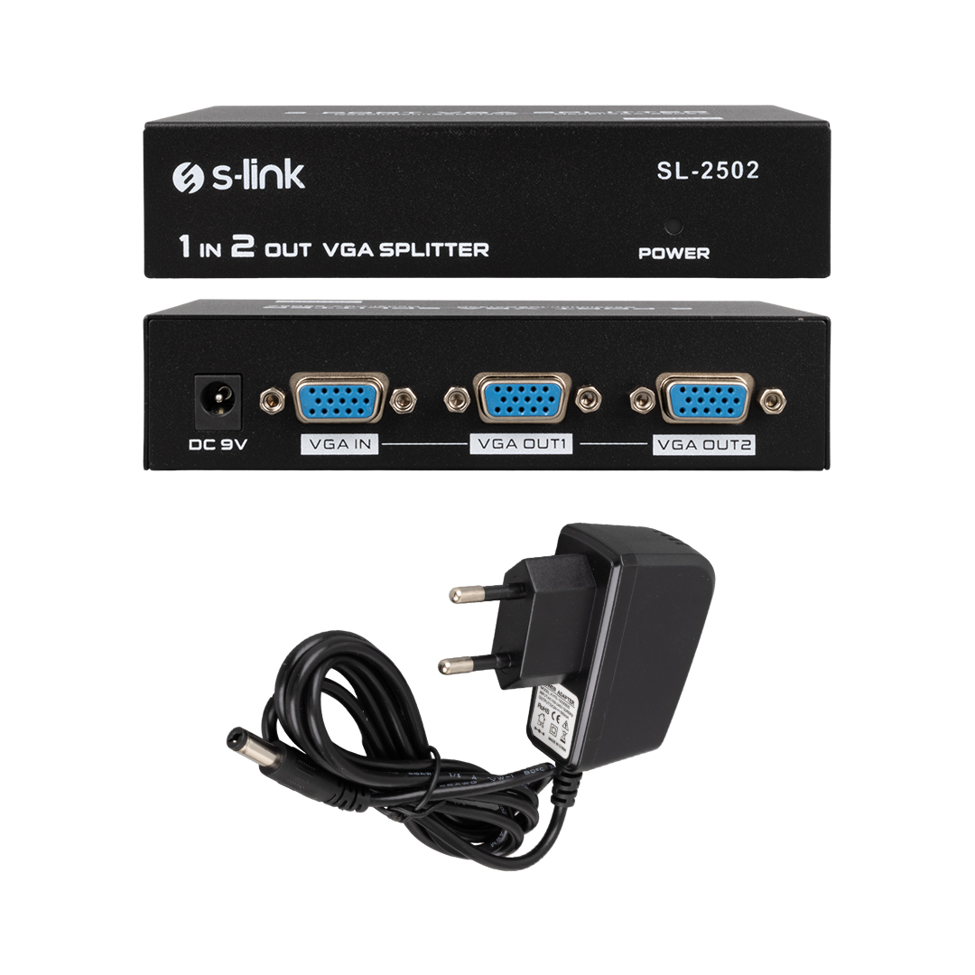 2 PORT VGA SPLITTER DAĞITICI 250MHZ - 1920X1080 SL-2502 (4767) - Lisinya