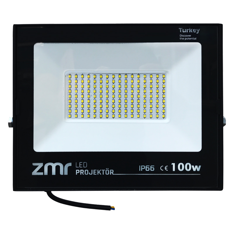 ZMR 100 WATT BEYAZ 6500K IP66 150* IŞIK AÇISI 220 VOLT SİYAH SLİM KASA LED PROJEKTÖR (4767) - Lisinya