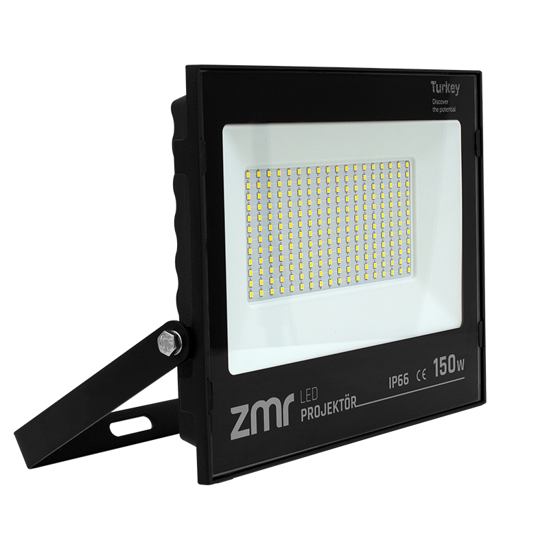 ZMR 150 WATT BEYAZ 6500K IP66 150* IŞIK AÇISI 220 VOLT SİYAH SLİM KASA LED PROJEKTÖR (4767) - Lisinya