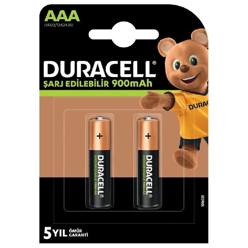 DURACELL ŞARJLI 900 MA AAA İNCE KALEM PİL 2Lİ PAKET (4767) - Lisinya