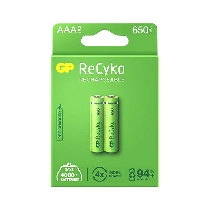 GP RECYKO 650 MAH R03 AAA ŞARJLI 2Lİ İNCE KALEM PİL GP65AAAHCE-2EB2 (GPRHCH63E000) (4767) - Lisinya