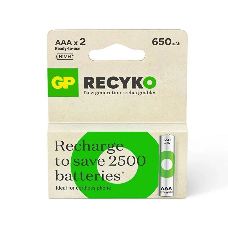 GP RECYKO 650 MAH R03 AAA ŞARJLI 2Lİ İNCE KALEM PİL GP65AAAHCE-2EB2 (GPRHCH63E000) (4767) - Lisinya