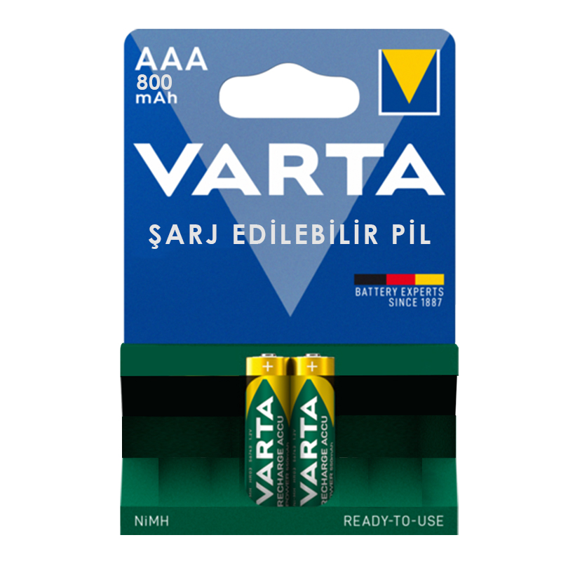 VARTA NI-MH 1.2V 800 MAH HR03 AAA ŞARJLI 2Lİ İNCE KALEM PİL (4767) - Lisinya