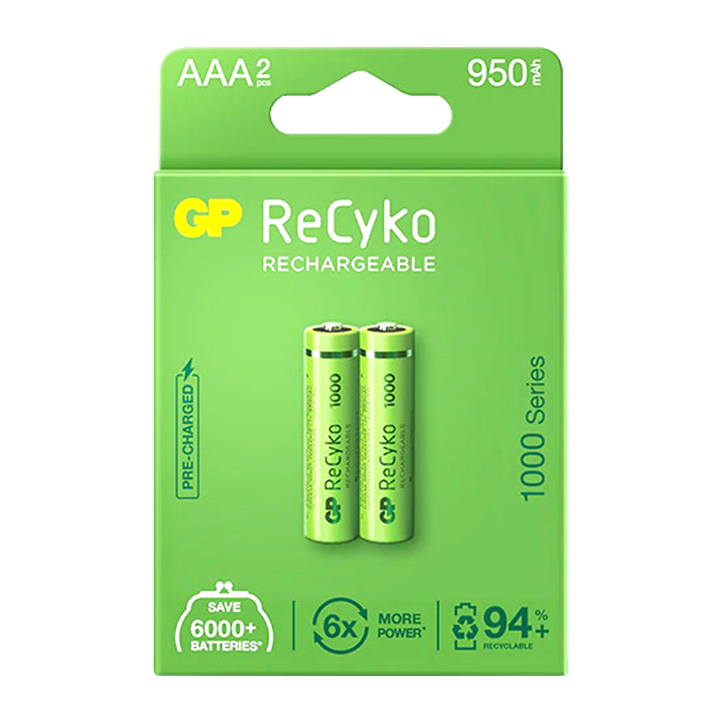 GP RECYKO 950 MAH R03 AAA ŞARJLI 2Lİ PİL GP100AAAHCE-2EB2 (GPRHC103E000) (4767) - Lisinya