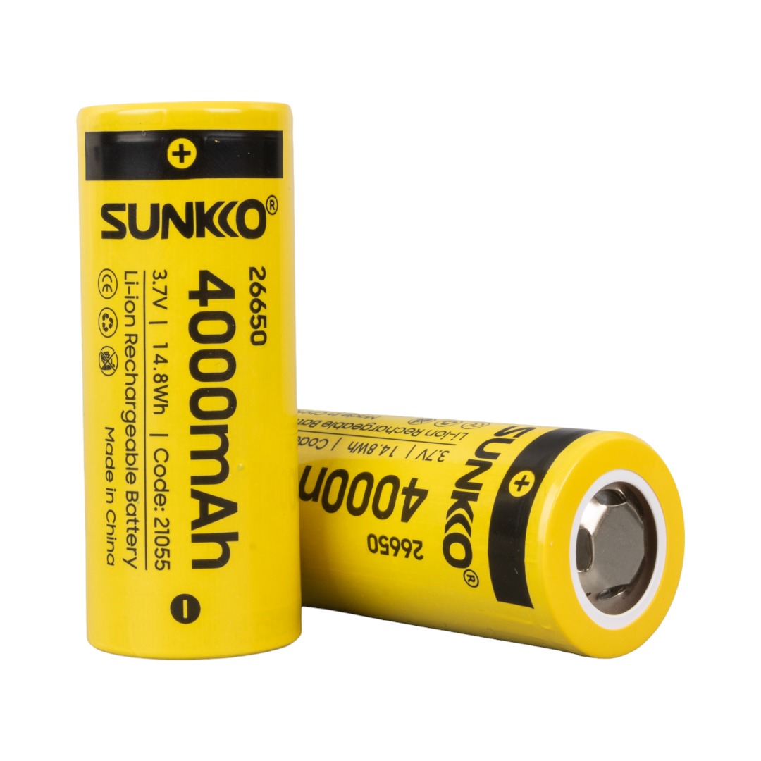 SUNKKO 3.7 VOLT 4000 MAH 26650 ŞARJ EDİLEBİLİR PİL (2Lİ PAKET) (4767) - Lisinya