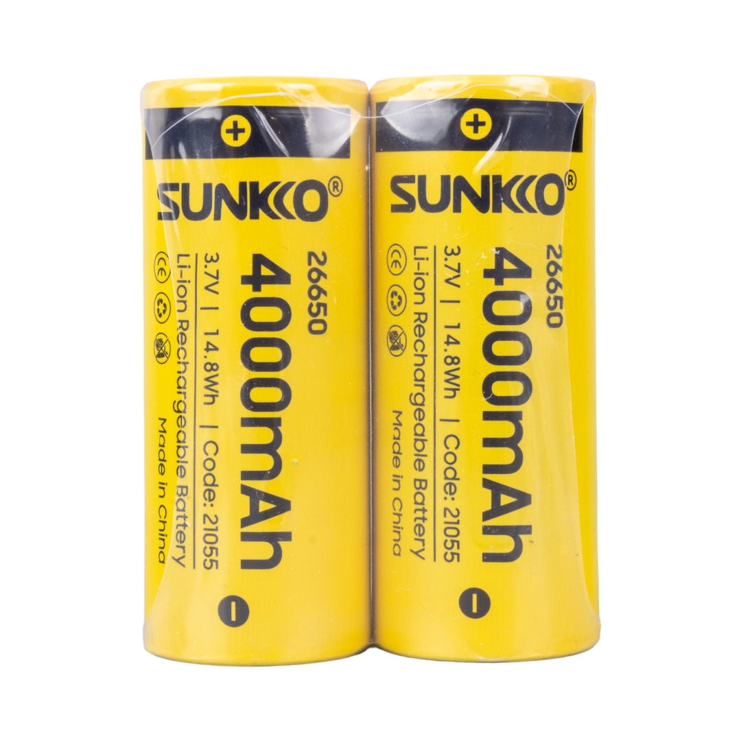 SUNKKO 3.7 VOLT 4000 MAH 26650 ŞARJ EDİLEBİLİR PİL (2Lİ PAKET) (4767) - Lisinya