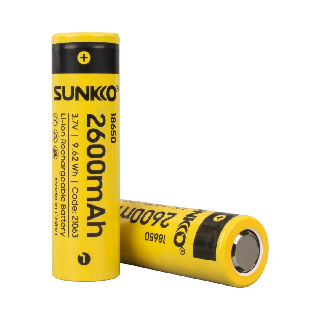 SUNKKO 3.7 VOLT 2600 MAH 18650 ŞARJ EDİLEBİLİR PİL (2Lİ PAKET) (4767) - Lisinya