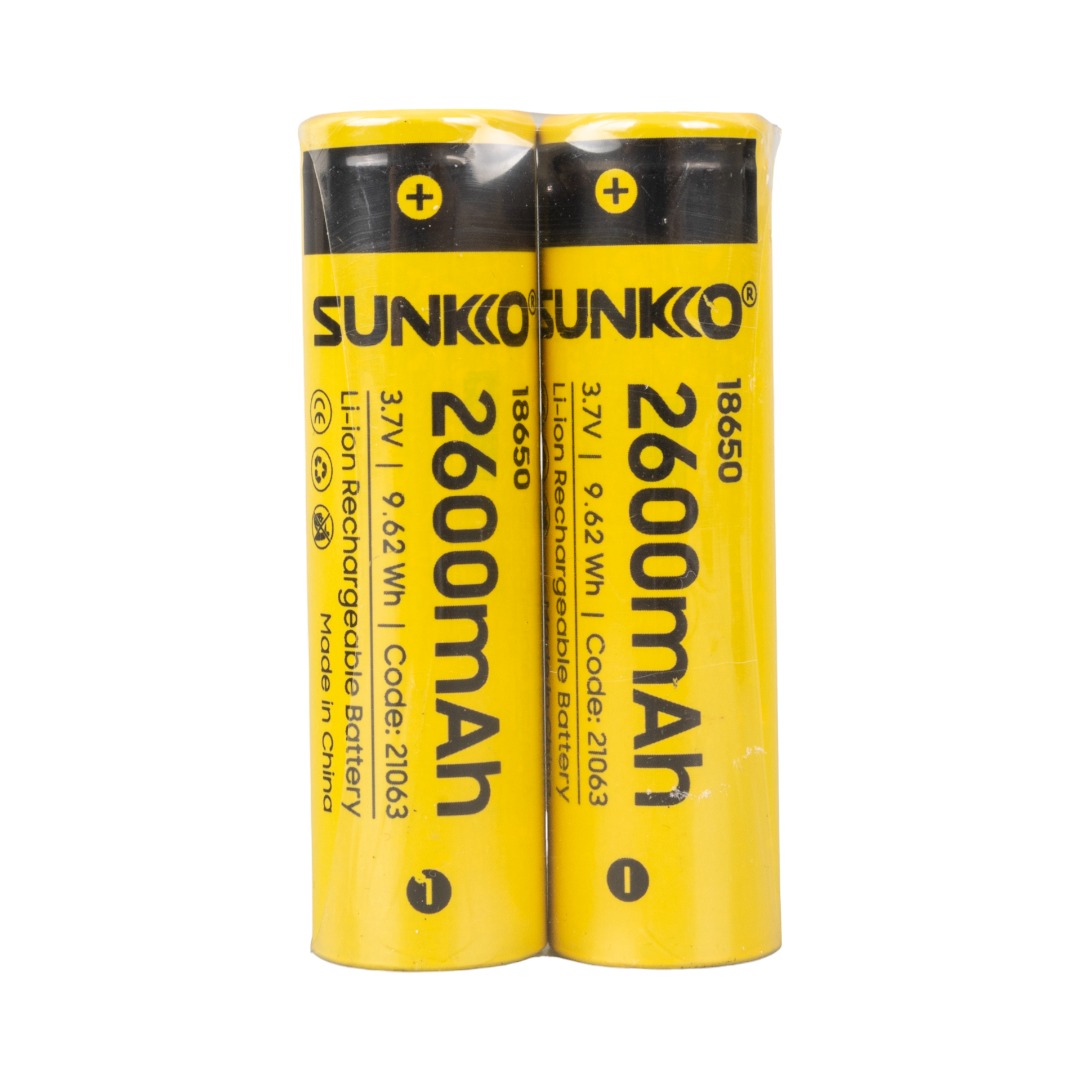 SUNKKO 3.7 VOLT 2600 MAH 18650 ŞARJ EDİLEBİLİR PİL (2Lİ PAKET) (4767) - Lisinya