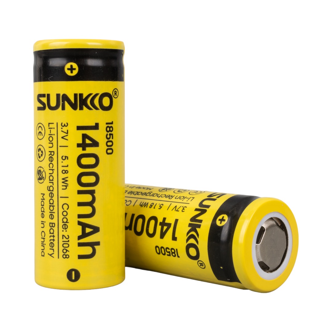 SUNKKO 3.7 VOLT 1400 MAH 18500 ŞARJ EDİLEBİLİR PİL (2Lİ PAKET) (4767) - Lisinya