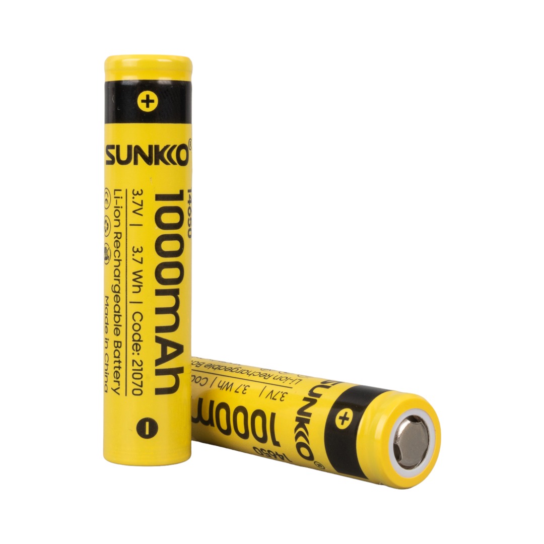 SUNKKO 3.7 VOLT 1000 MAH 14650 ŞARJ EDİLEBİLİR PİL (2Lİ PAKET) (4767) - Lisinya