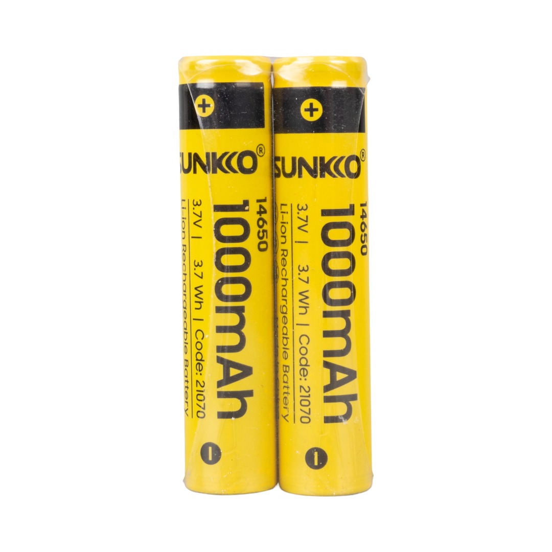 SUNKKO 3.7 VOLT 1000 MAH 14650 ŞARJ EDİLEBİLİR PİL (2Lİ PAKET) (4767) - Lisinya