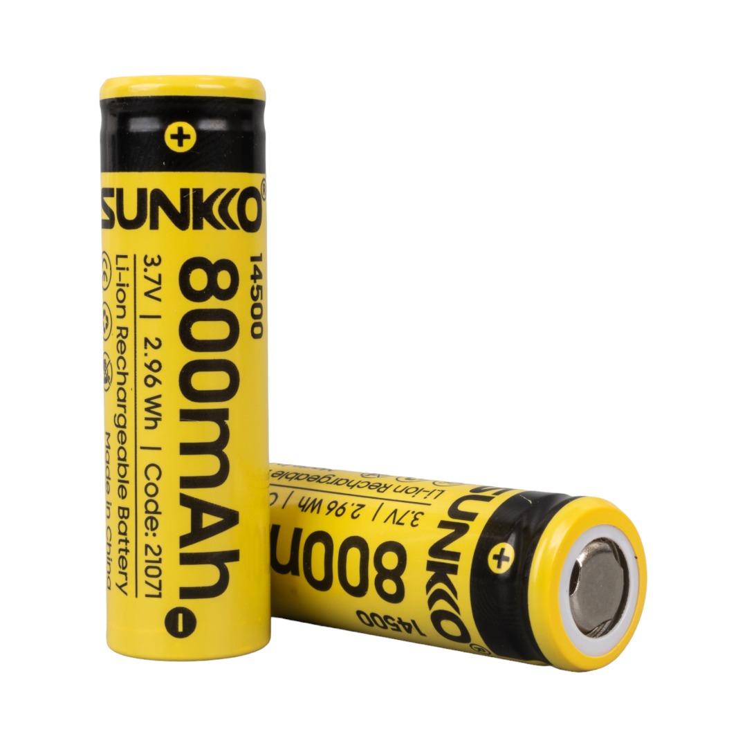 SUNKKO 3.7 VOLT 800 MAH 14500 ŞARJ EDİLEBİLİR PİL (2Lİ PAKET) (4767) - Lisinya