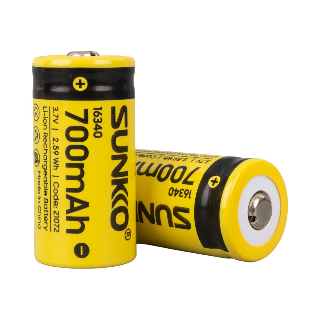 SUNKKO 3.7 VOLT 700 MAH 16340 ŞARJ EDİLEBİLİR PİL (2Lİ PAKET) (4767) - Lisinya