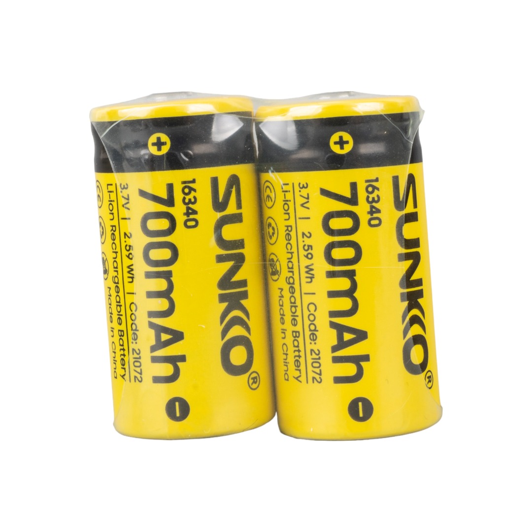 SUNKKO 3.7 VOLT 700 MAH 16340 ŞARJ EDİLEBİLİR PİL (2Lİ PAKET) (4767) - Lisinya