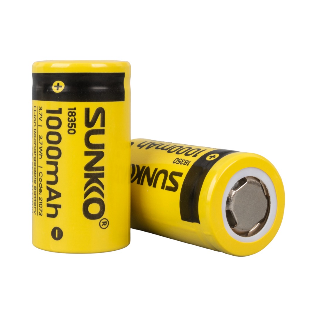 SUNKKO 3.7 VOLT 1000 MAH 18350 ŞARJ EDİLEBİLİR PİL (2Lİ PAKET) (4767) - Lisinya