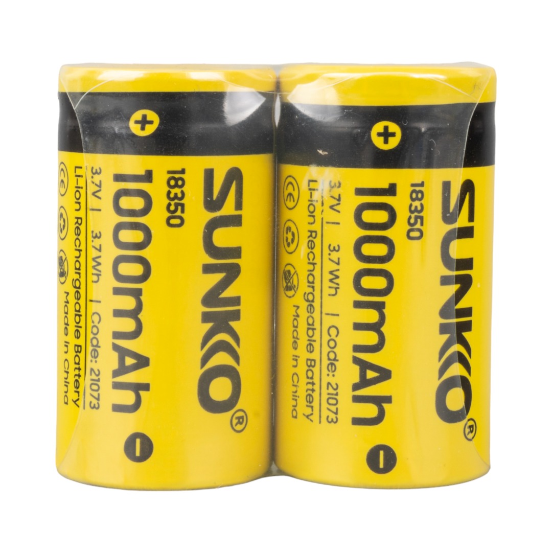 SUNKKO 3.7 VOLT 1000 MAH 18350 ŞARJ EDİLEBİLİR PİL (2Lİ PAKET) (4767) - Lisinya