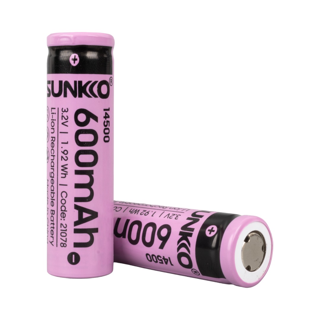 SUNKKO IFR 3.2 VOLT 600 MAH 14500 ŞARJ EDİLEBİLİR PİL (2Lİ PAKET) (4767) - Lisinya