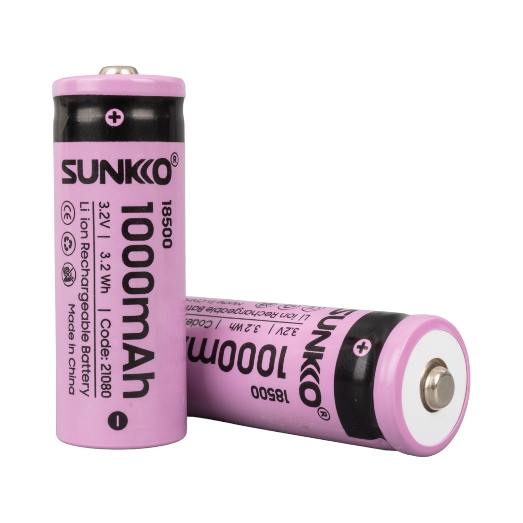 SUNKKO IFR 3.2 VOLT 1000 MAH 18500 ŞARJ EDİLEBİLİR PİL (2Lİ PAKET) (4767) - Lisinya