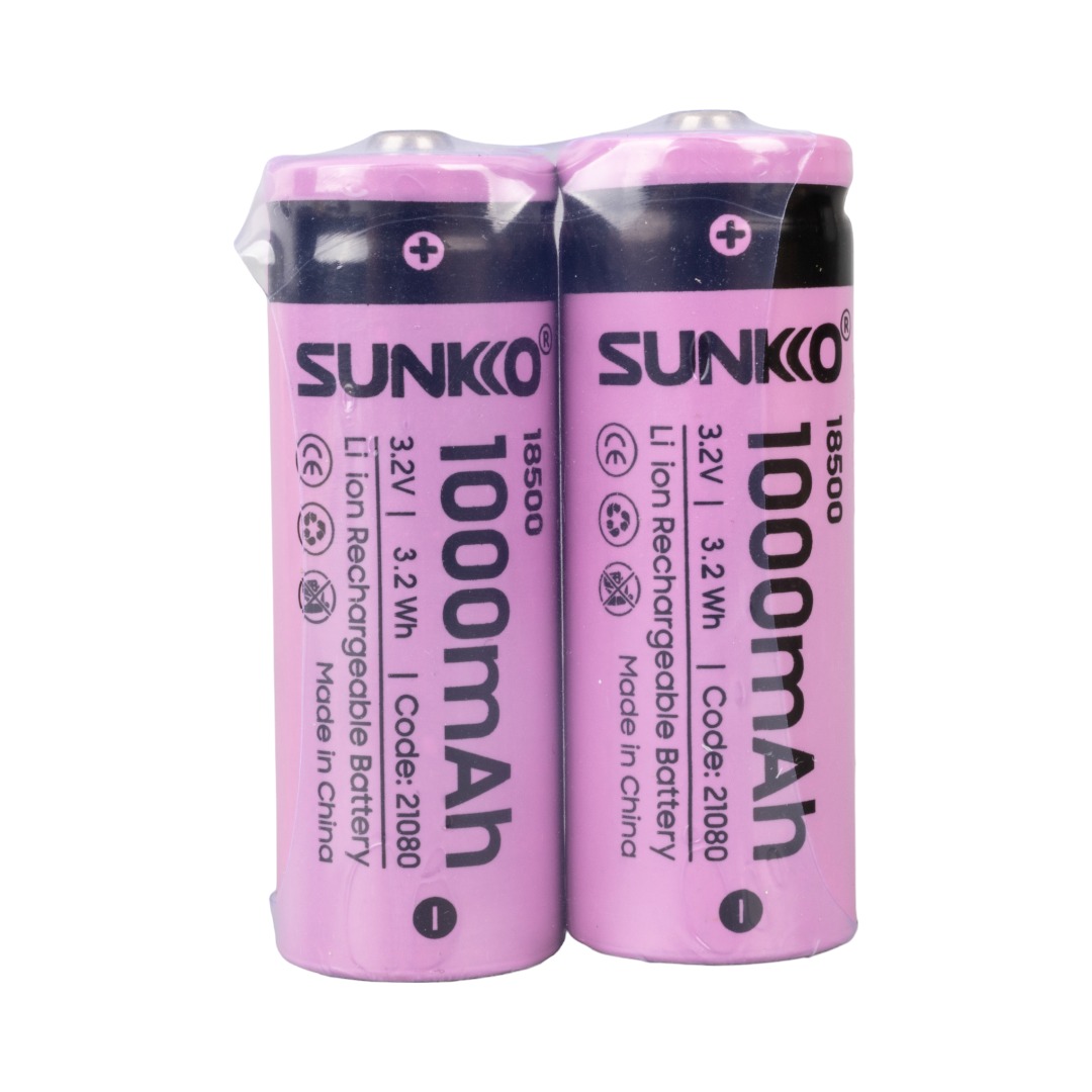 SUNKKO IFR 3.2 VOLT 1000 MAH 18500 ŞARJ EDİLEBİLİR PİL (2Lİ PAKET) (4767) - Lisinya