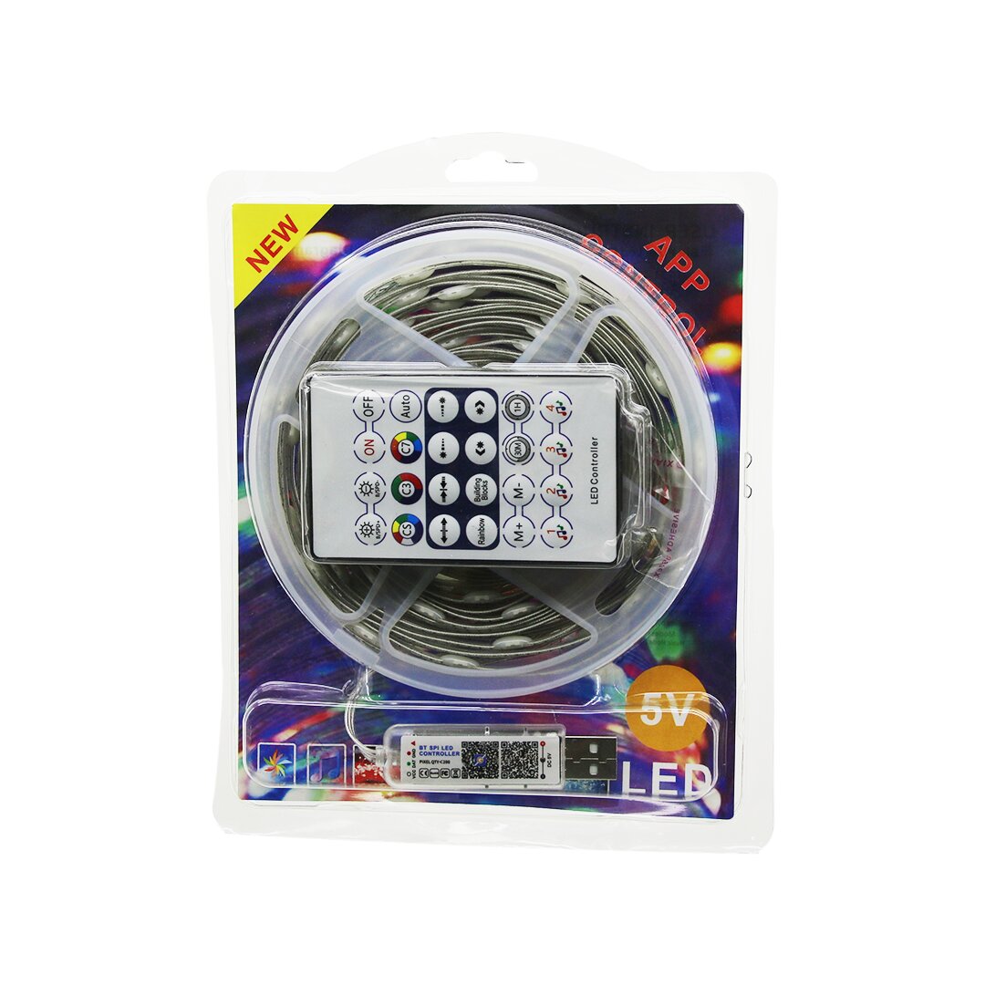 9MT  KUMANDALI - USB Lİ  RGB ŞERİT LED  0.4W/M - 20lm/led   -20+55°C (4767) - Lisinya