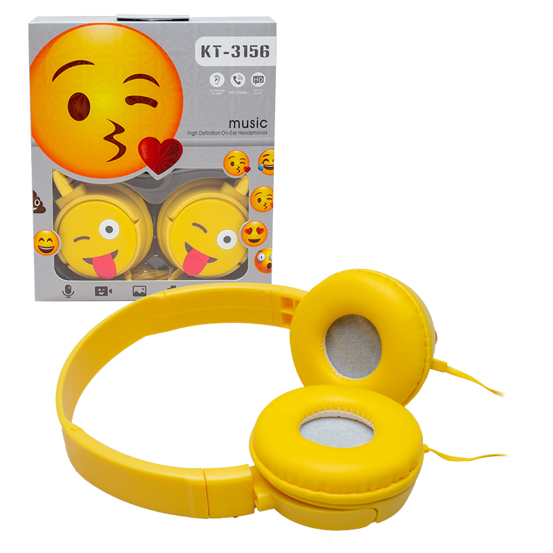 KT-3156 3.5MM JACKLI KULAKÜSTÜ KABLOLU EMOJİ KULAKLIK (4767) - Lisinya