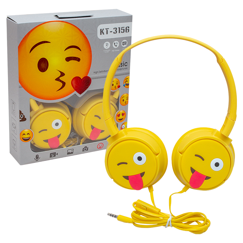 KT-3156 3.5MM JACKLI KULAKÜSTÜ KABLOLU EMOJİ KULAKLIK (4767) - Lisinya