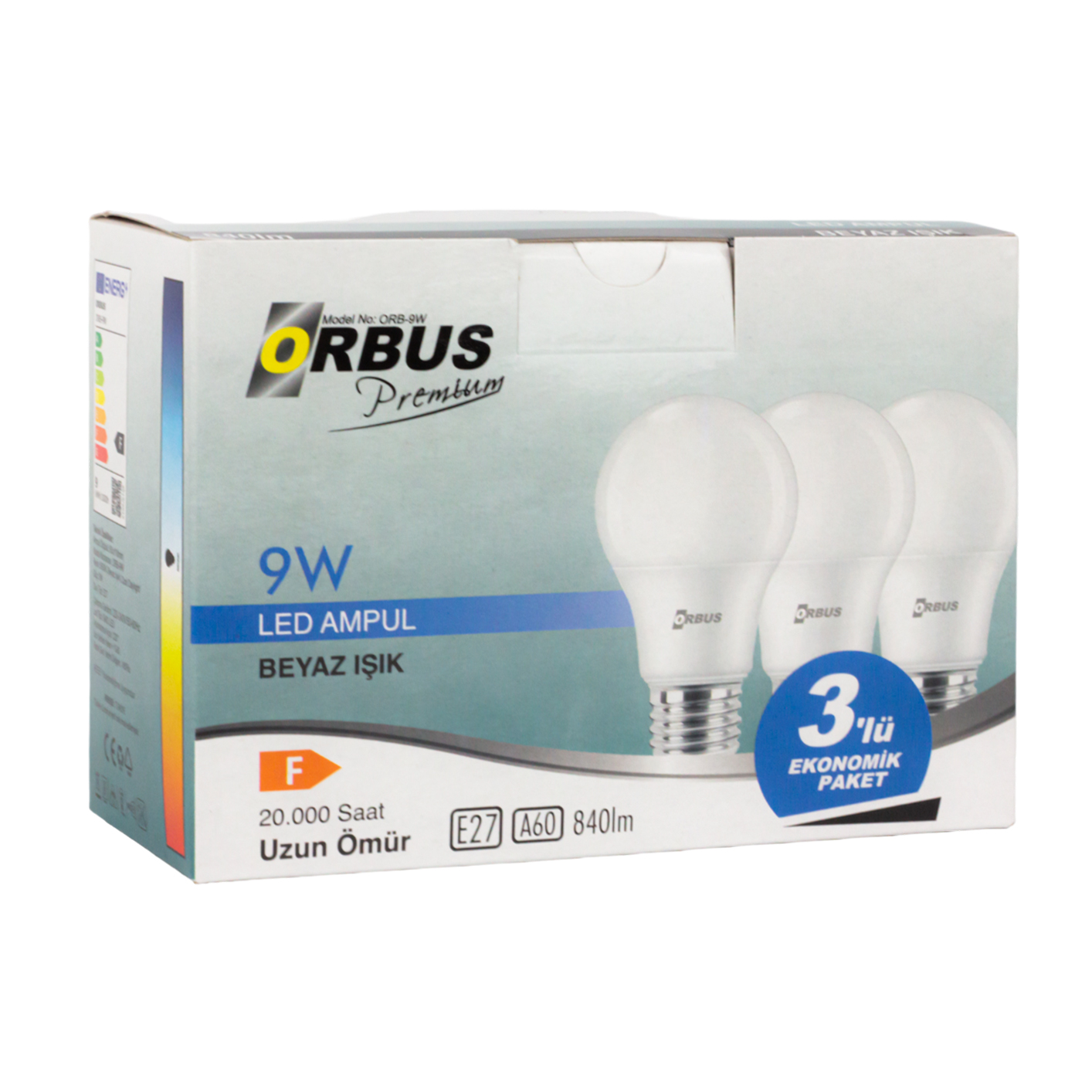 ORBUS ORB/L9W 3LÜ PAKET 9W BEYAZ LED AMPUL (4767) - Lisinya